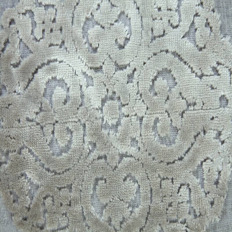 Sevita Silver Gray Traditional Textured Medallion Throw Pillow