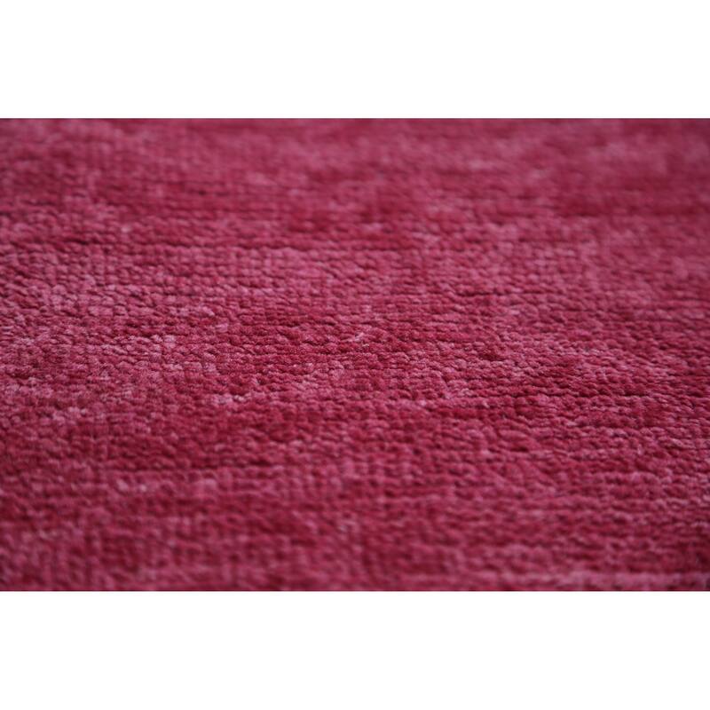 Hand Knotted Oriental 100% Wool Carpet Modern Solid Pink Gabbeh Area Rug - 12' 4'' X 9' 3''