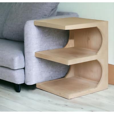 HomeRoots 24" Natural Solid Wood End Table With Two Shelves - 24