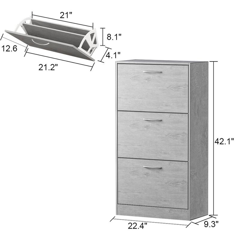 Modern Shoe Storage Cabinet for Entryway, 2 Tier Floor Shoes Cabinet
