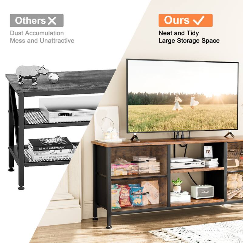 4 Drawer Dresser Fabric TV Stand Charging Station Chests of Drawers