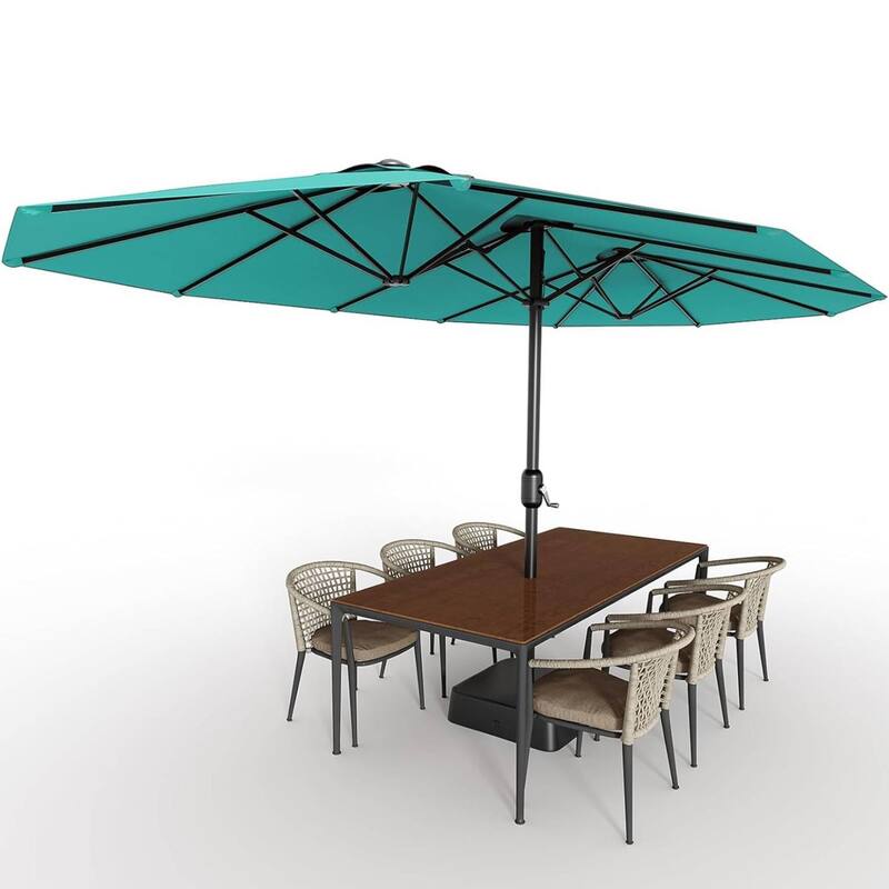 15FT Double-Sided Patio Umbrella with Base Included for Pool Lawn Garden