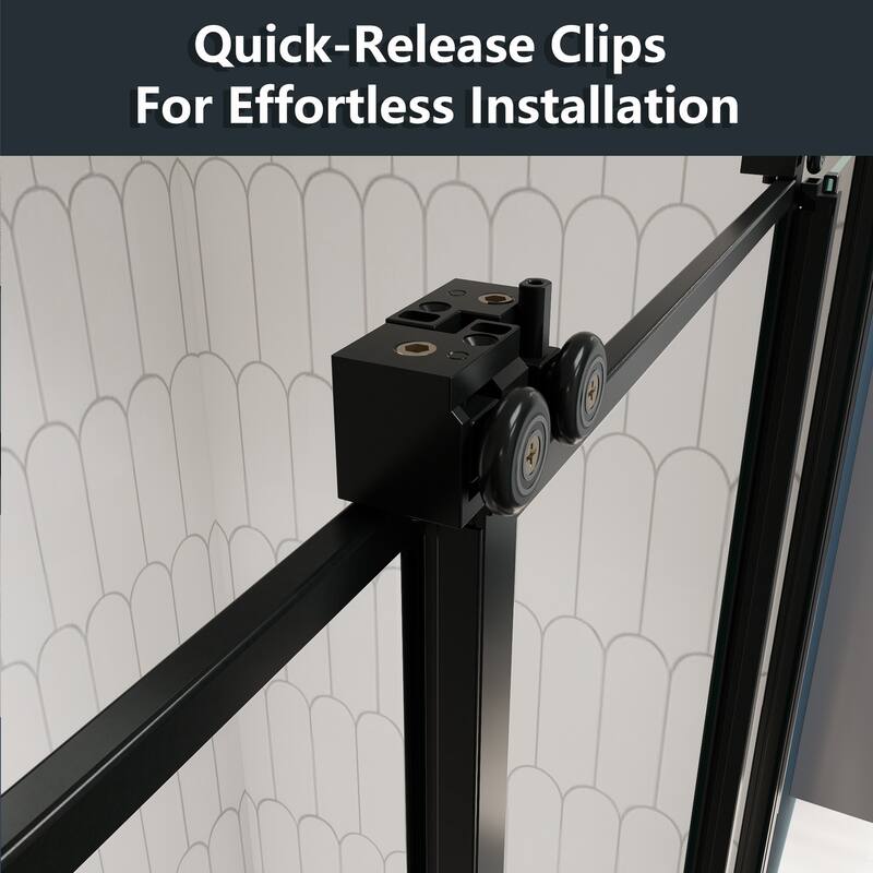 3-Panel Sliding Framed Shower Door in Matte Black Finish