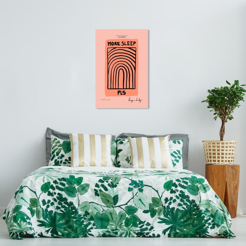 Wynwood Studio Canvas Typography and Quotes More Sleep Please Pink and Light Pink Modern & Contemporary Wall Art Canvas Print - 24 x 36