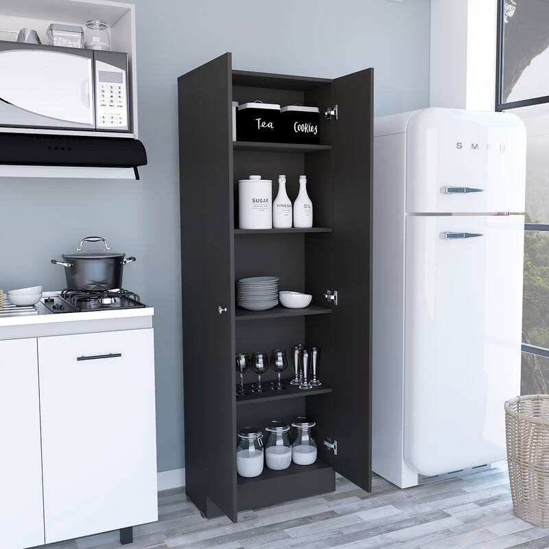Storage Cabinet Pipestone, Double Door, Black Wengue Finish,High quality and durable - Black