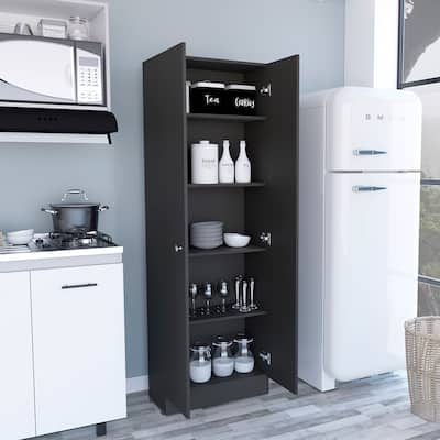 Storage Cabinet Pipestone, Double Door, Black Wengue Finish,High quality and durable