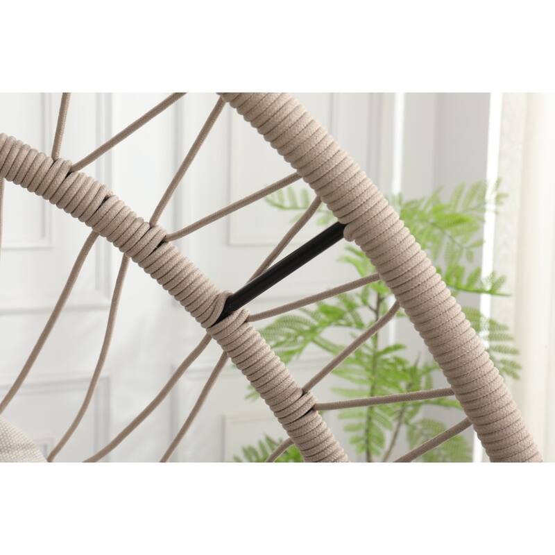 Linen Gray Egg Hanging Chair with Stand - 24.4