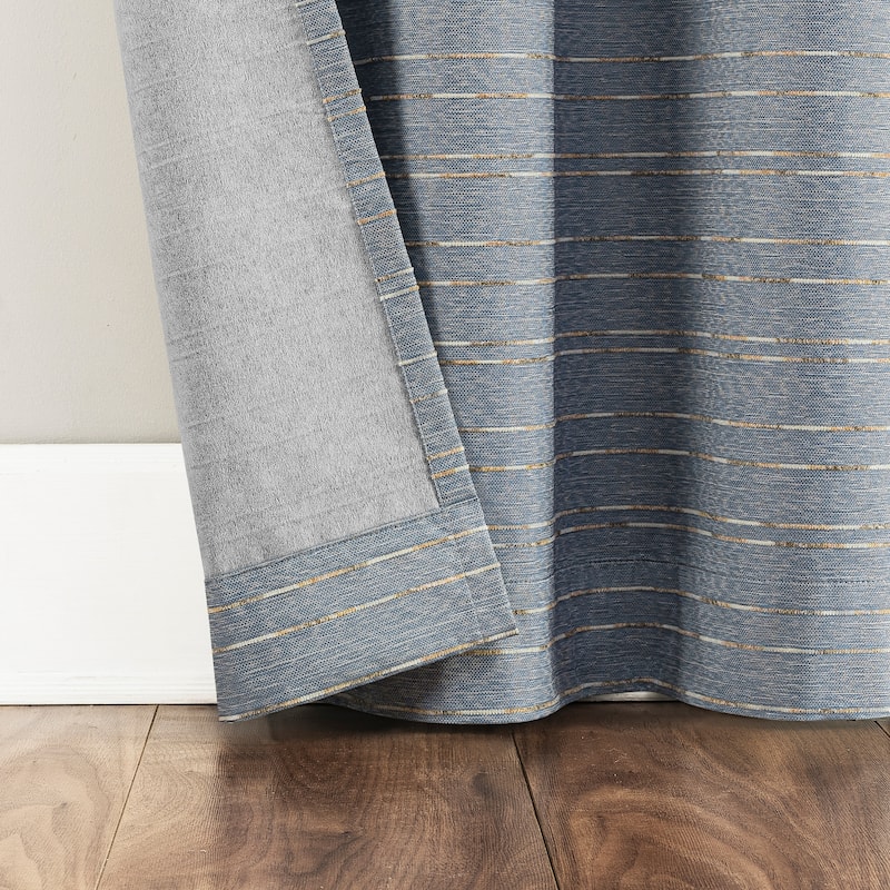 Sun Zero Dresden 2-Piece Slub Detail Magnetic Closure Total Blackout Grommet Curtain Panel Pair