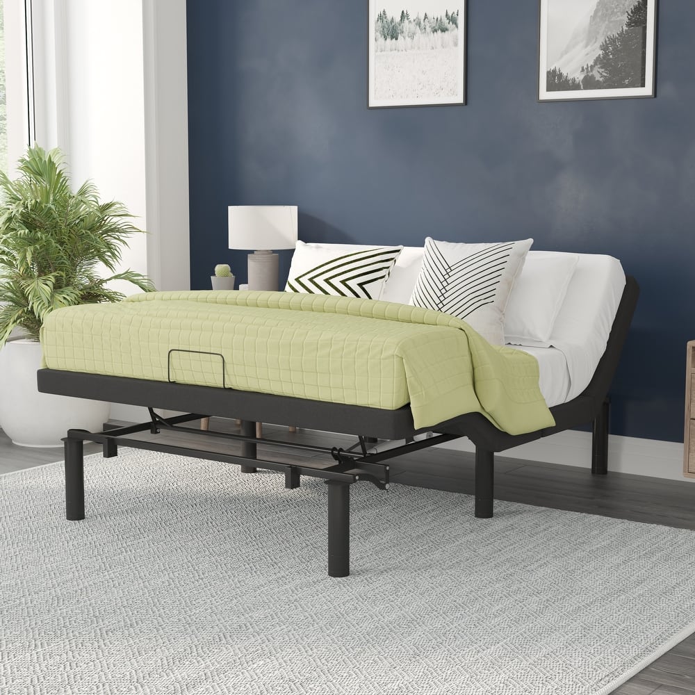 Anti-skid Upholstered Adjustable Bed Base with Wireless Remote