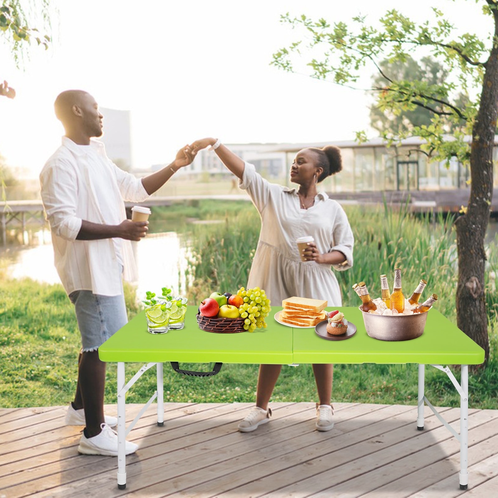 4Ft Green Portable Folding Table For Camping 49.21undefined L x 24.02undefined W x 28.98undefined H Bed Bath Beyond 41630940