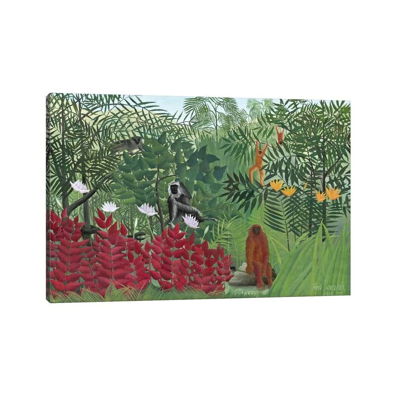 iCanvas "Tropical Forest With Monkeys, 1910" by Henri Rousseau Canvas Print