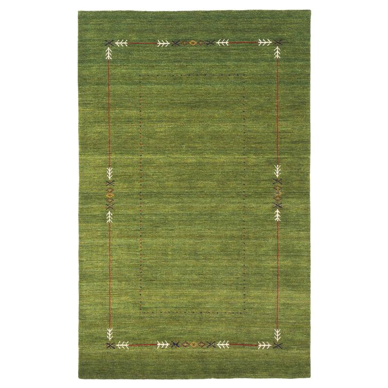 ECARPETGALLERY Hand Loomed Kashkuli Gabbeh Green Wool Rug - 4'11 x 7'9