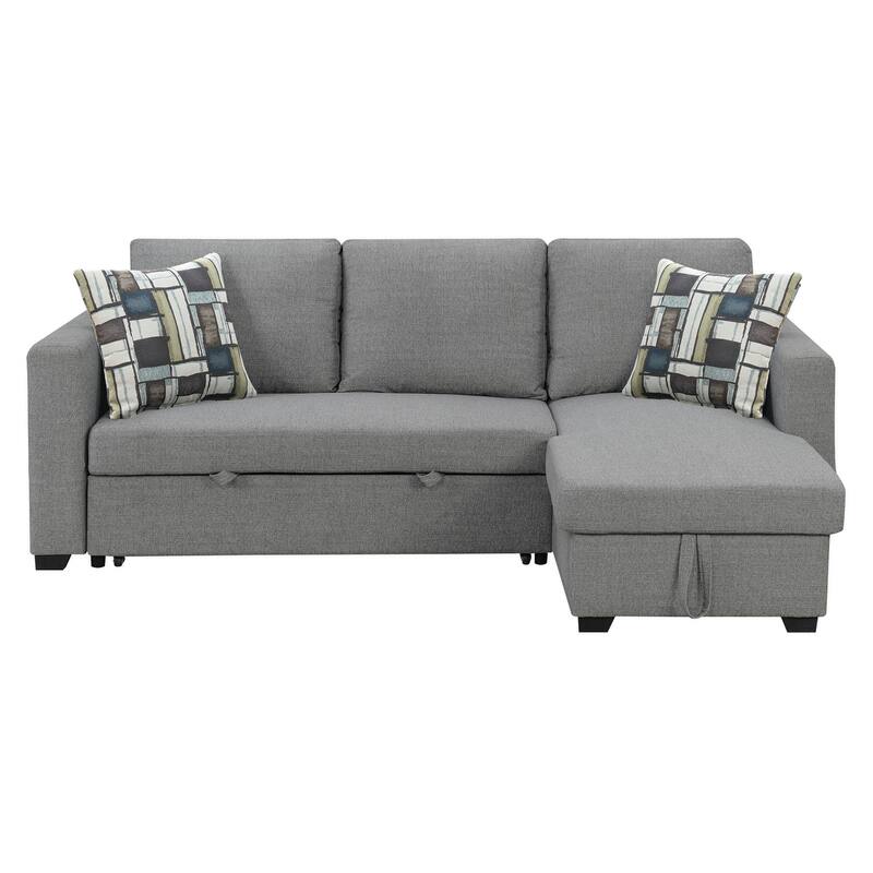Gray Reversible Pop-Up Sleeper Sectional - 88x88x34 inches, 203 pounds