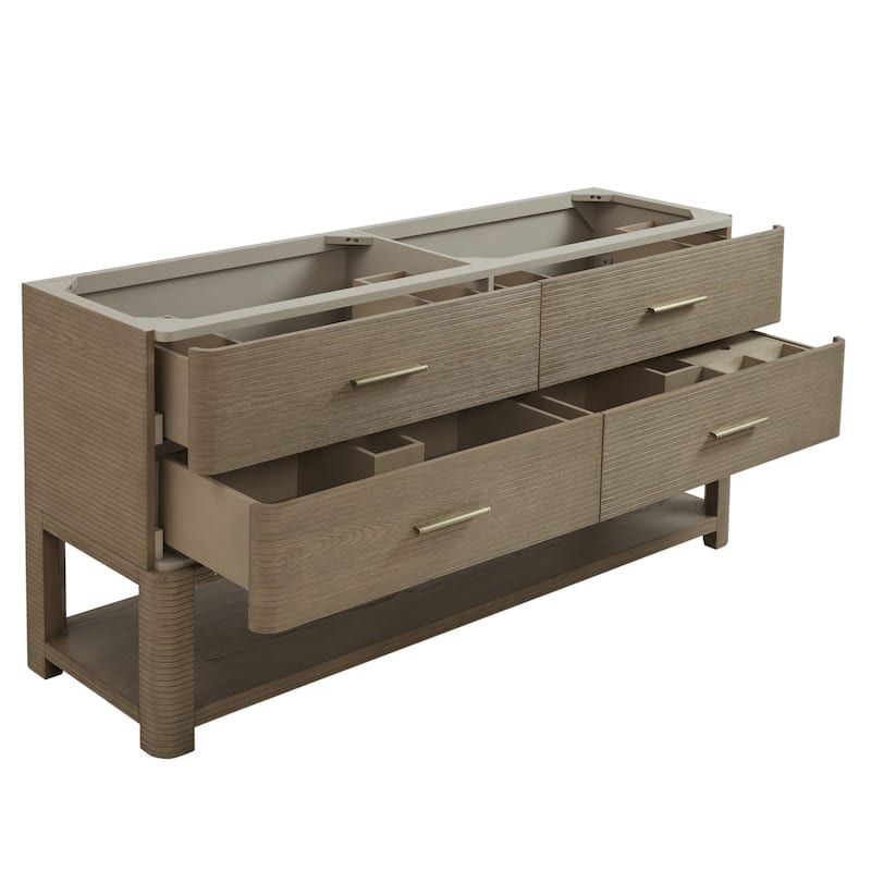 James Martin Vanities Lucian 72" Double Vanity, Pebble Oak