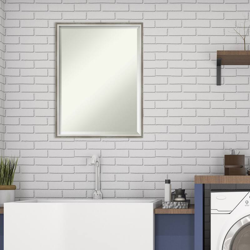 Beveled Wood Bathroom Wall Mirror - Lucie Frame
