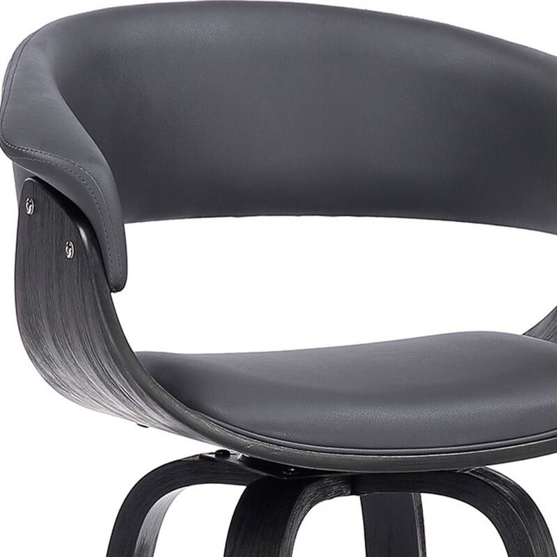 Faux Leather Swivel Counter Bar Chair with Wood Frame and Footrest