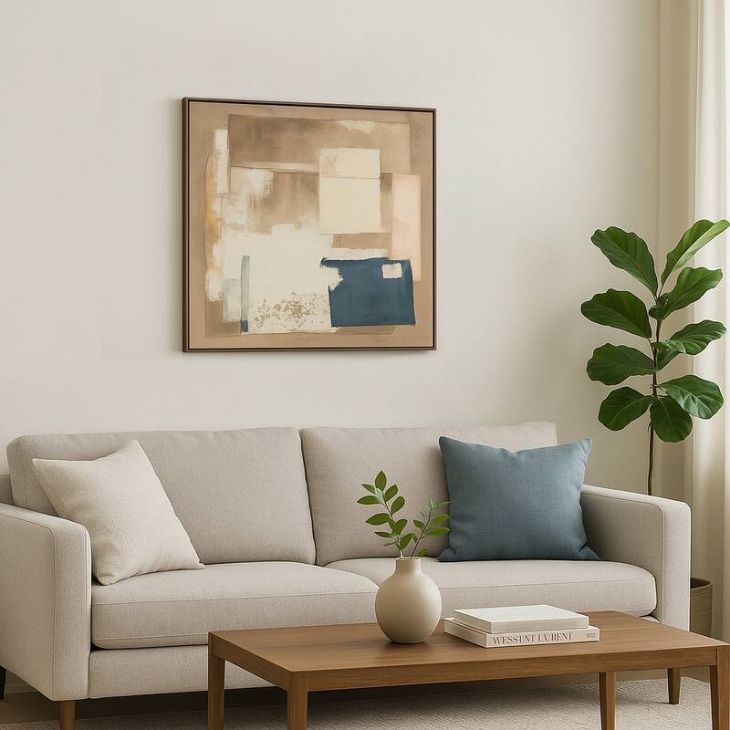 Canvas Wall Art Wood Frame Abstract Geometric Design - 40" Multi