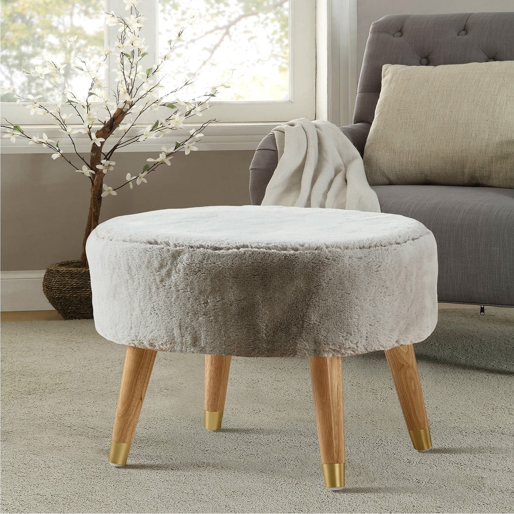 Serenta Heavy FauxFur Oval Ottoman