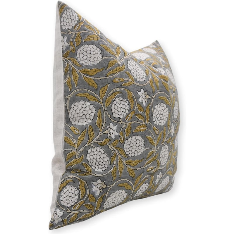 Fabdivine Linen Farmhouse Block print pillow Cover
