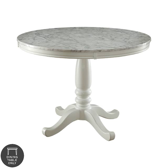 Furniture of America Ten Country 42-inch Pedestal Round Dining Table - White