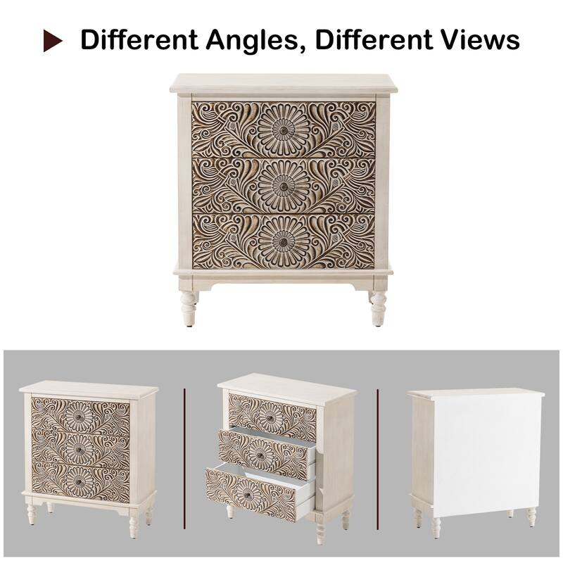 SUNBURY Solid Wood Accent Nightstand End Table w Storage Drawers