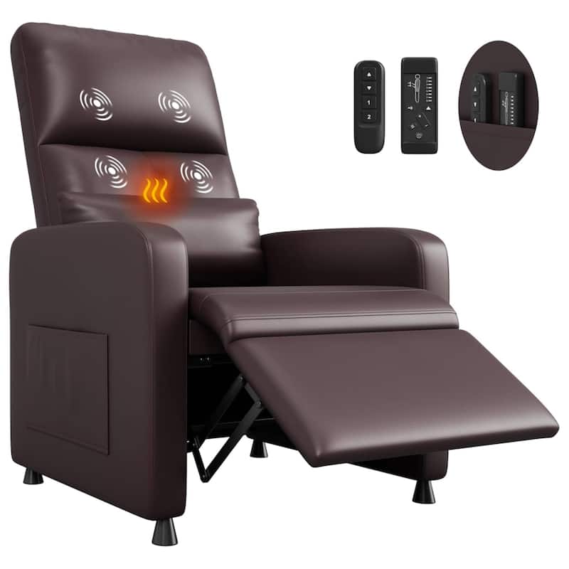 Adjustable Electric Power Recliner Chair, Single Sofa with Massage and Heat for Living Room - Brown