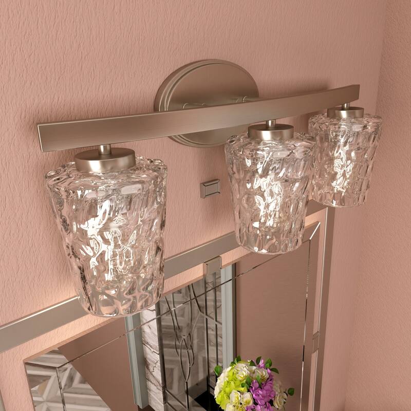 Modern Industrial 3-light Modern Bathroom Vanity Light with Art Glass