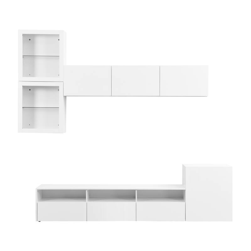 ON-TREND High Gloss TV Stand with Ample Storage Space, Media Console for TVs Up to 78", Versatile Entertainment Center with Wall