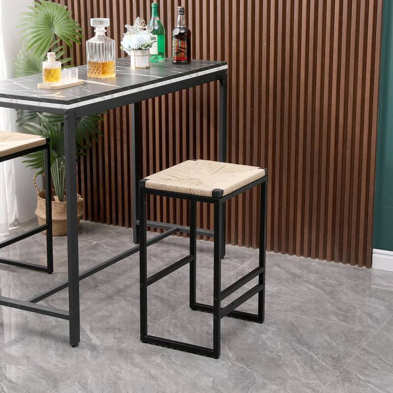 Set of 2 Modern Woven Counter Height Backless Bar Stools