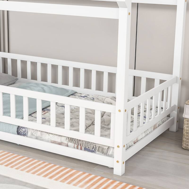 Twin Size Floor Wooden Bed
