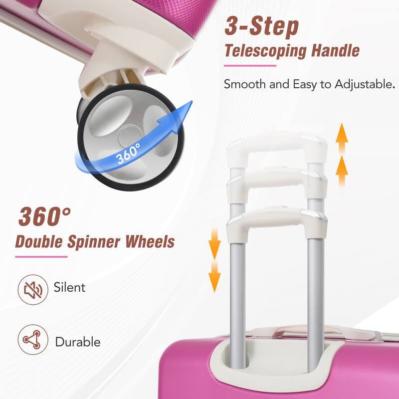 4-Piece, 20, 24, 28-Inch Modern Luggage Sets, Hard-Shell Luggage with Makeup Bag and TSA Lock, for Boarding Travel