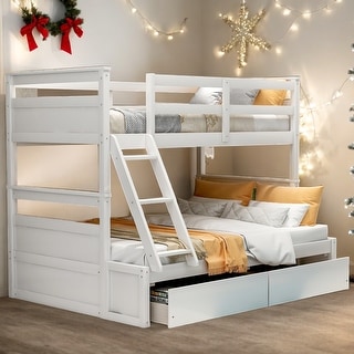 Elegance Twin over Full Bottom Bunk Bed with Storage, Sophisticated & Practical Bunk Bed