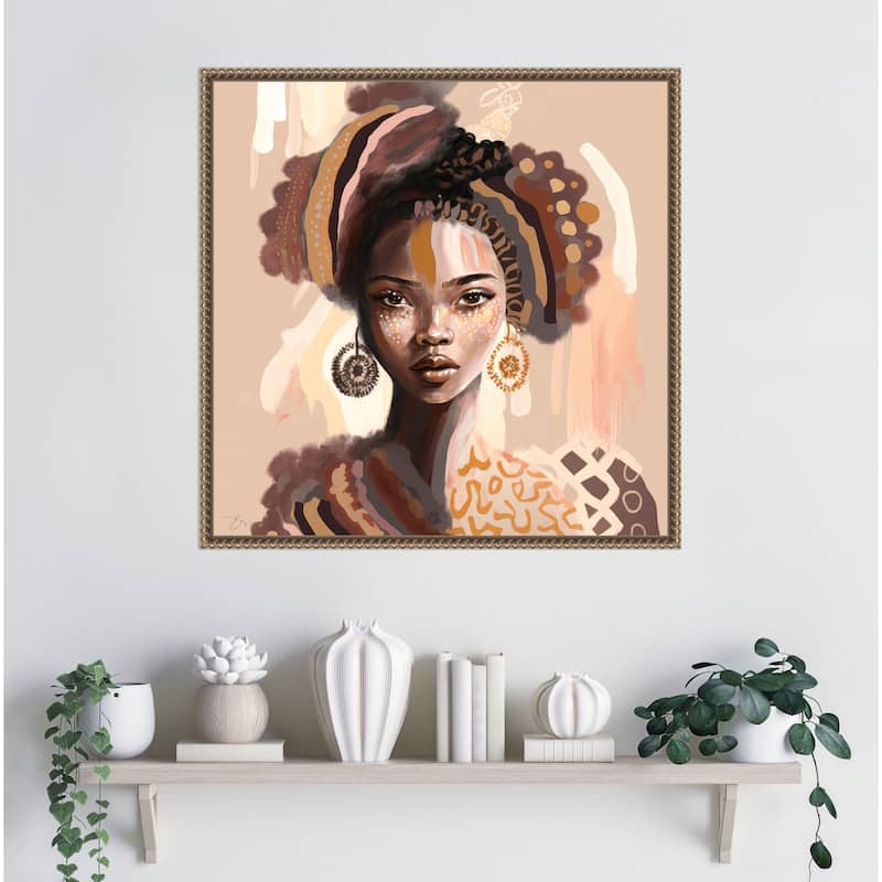 Amara by Bella Eve Framed Canvas Wall Art Print - Sylvie Beaded Gold
