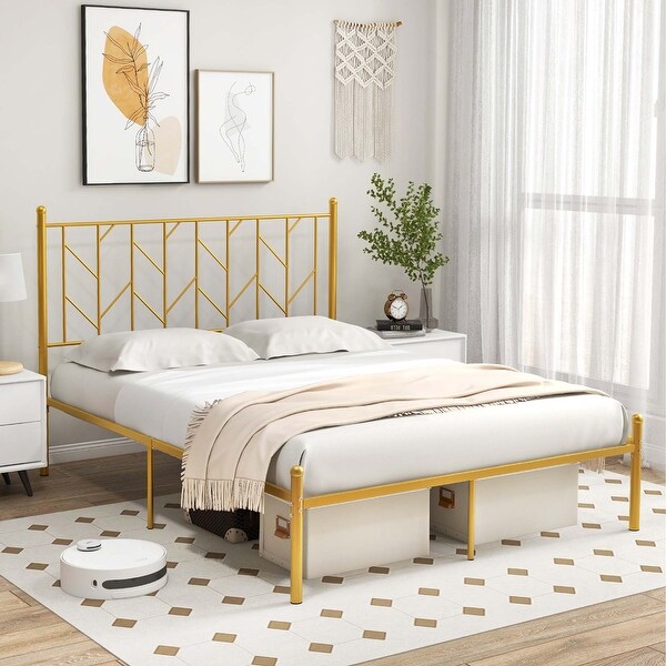 Gold metal top bed frame twin