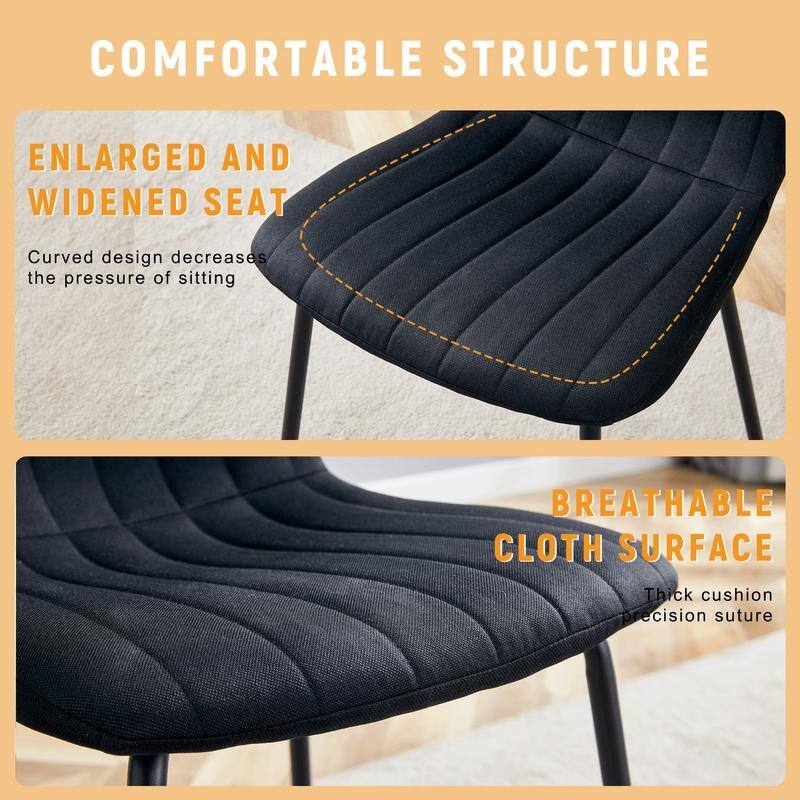 Set of 4 Minimalist Dining Chairs – Premium Black Metal Leg Design for Modern Interiors, Versatile Style Adaptability