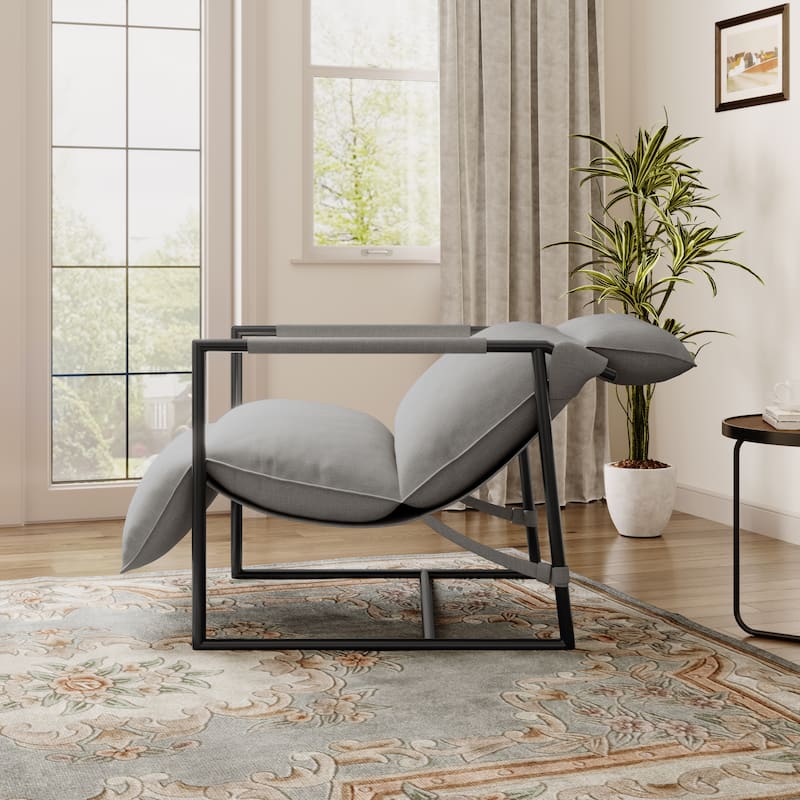 Metal Sling Accent Chair Armchair with Adjustable Headrest