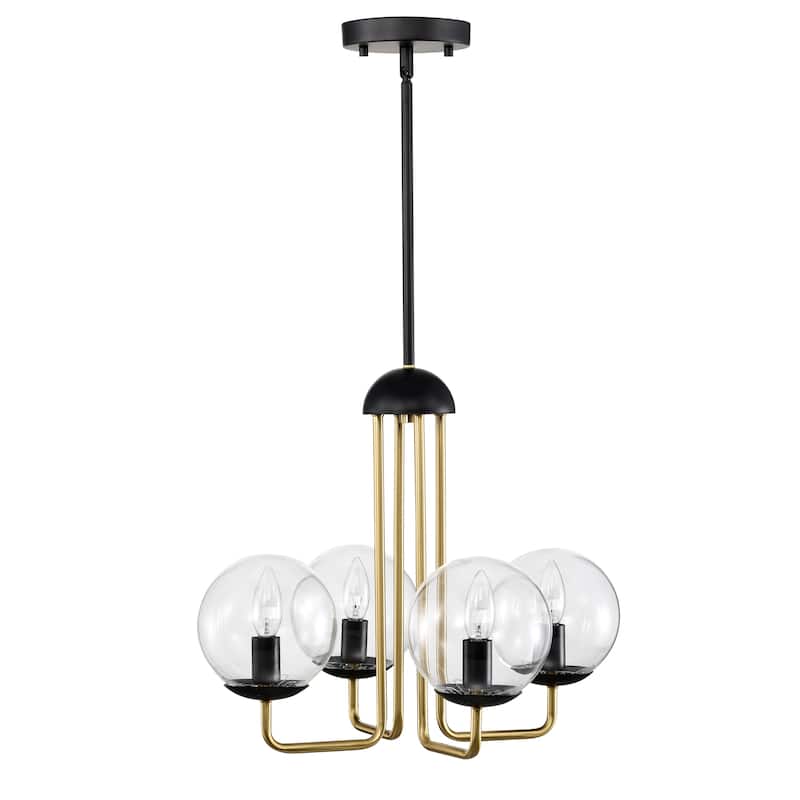 Leila 19 Inch Clear Globe Shade Modern Linear Chandelier 4 Light - N/A