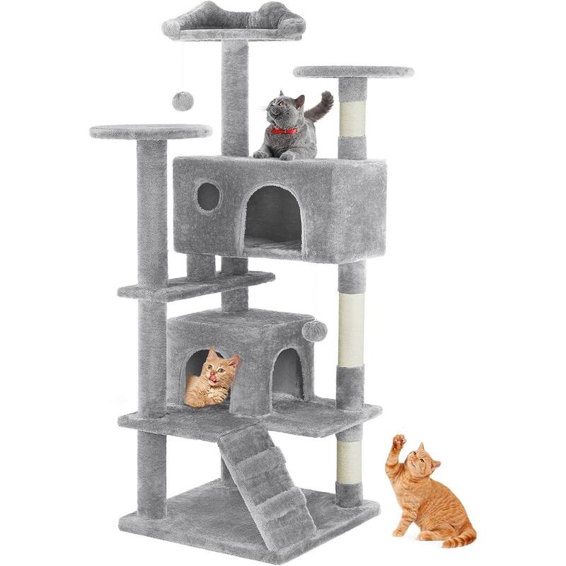Dovelina 54in Cat Tree Tower Indoor apartment with ladder&plush toys