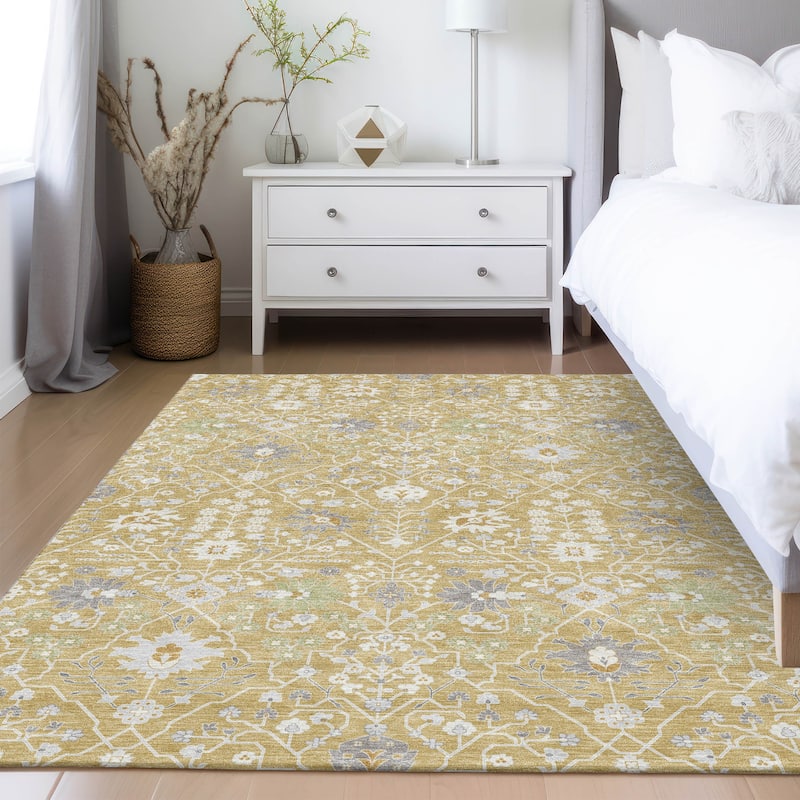 Machine Washable Indoor/ Outdoor Global Traditional Chantille Rug