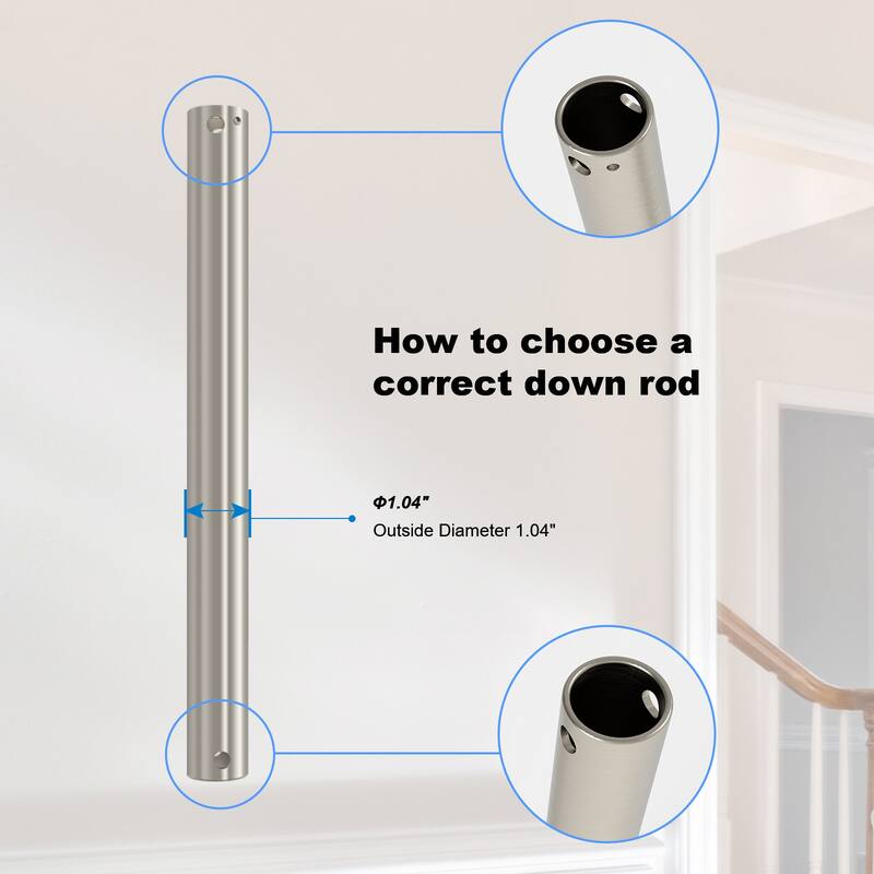 24"/36"/48" Downrod Accessories For Sofucor Ceiling Fan or Ceiling Light,Nickel or Black