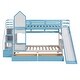 preview thumbnail 34 of 32, Playhouse Inspired Twin-Over-Twin Castle Style Bunk Bed with 2 Drawers 3 Shelves and Slide
