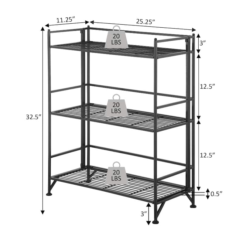Convenience Concepts Xtra Storage 3 Tier Wide Folding Metal Shelf