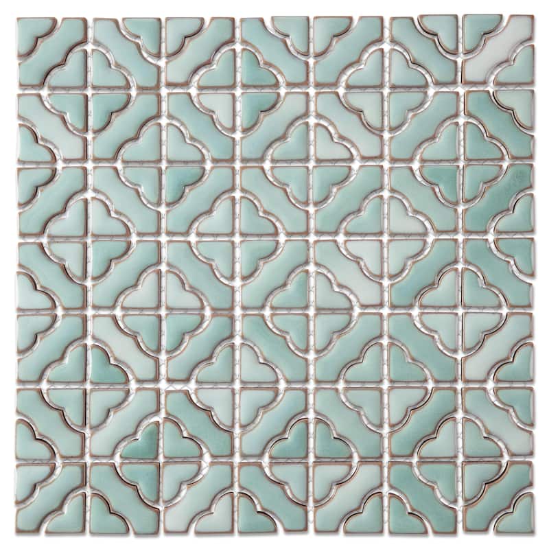 Merola Tile Hudson Tower Mint Green 12" x 12" Porcelain Mosaic Floor and Wall Tile