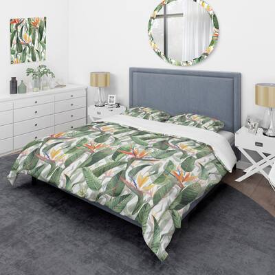 Designart 'Pattern Tropical Flowers' Tropical Duvet Cover Set
