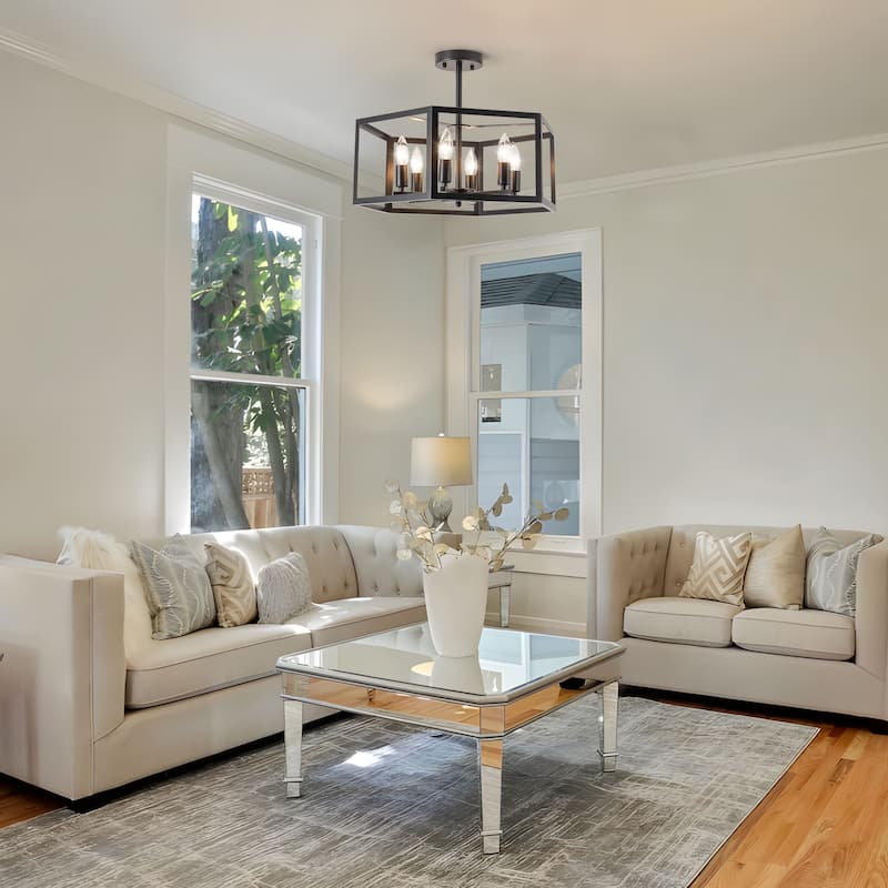 Starsky 6-light 19in Geometric Industrial Ceiling Light Unique Round Semi Flush Mount