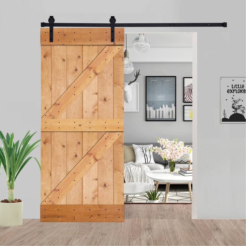 K4 Series Paneled Wood Barn Door with Installation Hardware Kit - 24" - Ipswich Pine