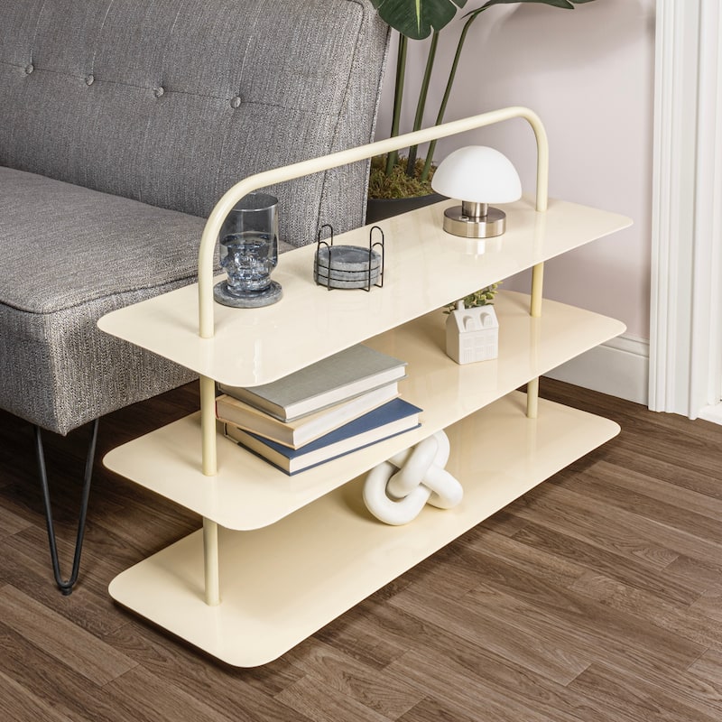 happimess Minimialist 24.5" 9-Pair 3-Tier Iron Thin Flat Plate Shoe Rack