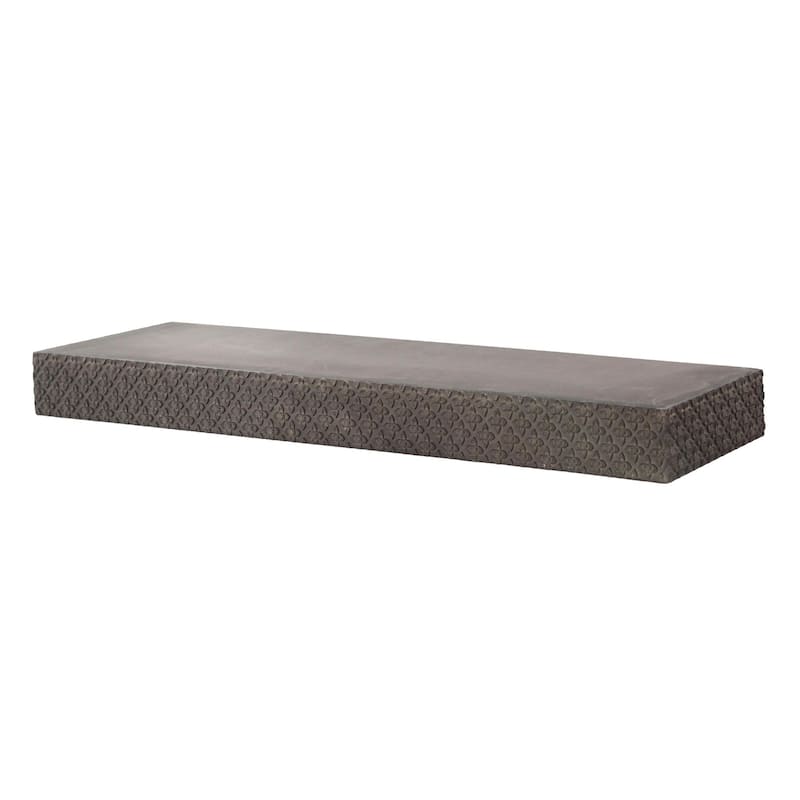 American Art Decor Large Embossed Wood Floating Wall Shelf - Black - 36.25" L x 3" H x 8.6" D - 36.25" L x 3" H x 8.6" D - Black