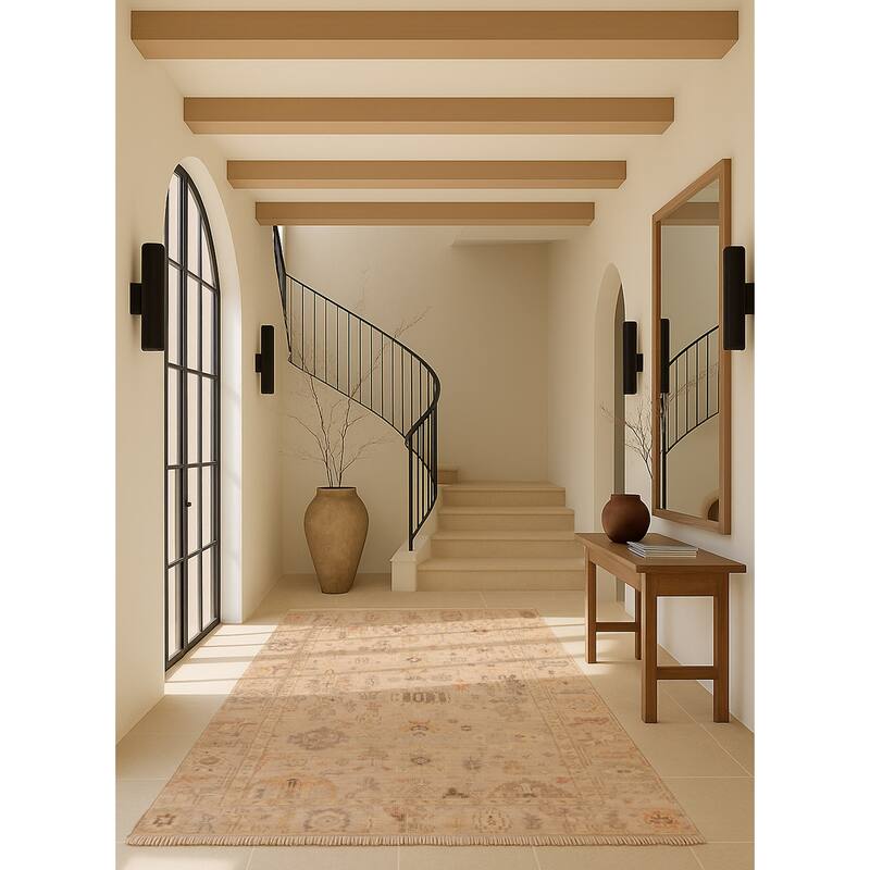 ECARPETGALLERY Hand-knotted Kavya Oushak Light Khaki Wool Rug - 5'11 x 8'11