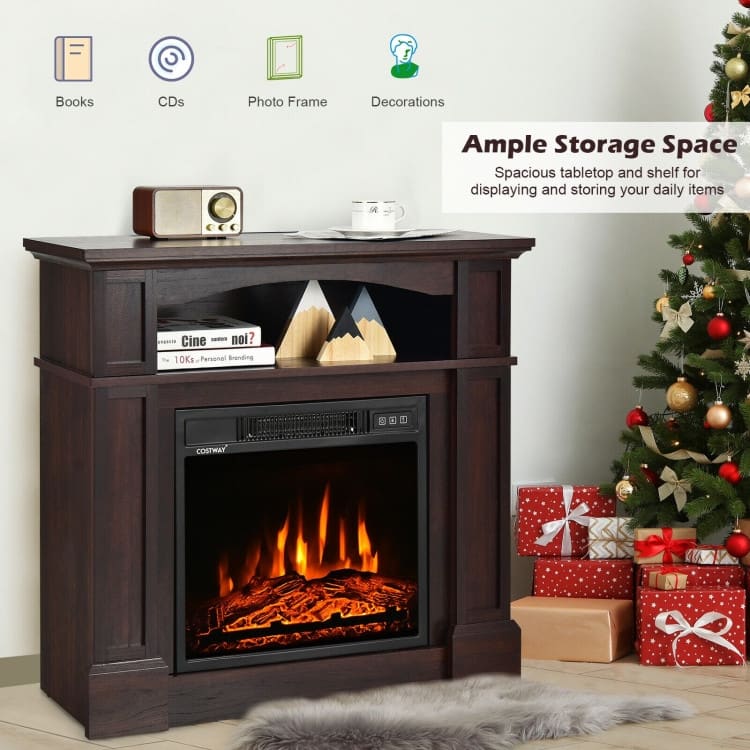 32 Inch 1400W Electric TV Stand Fireplace with Shelf - 13" x 32" x 31"(L x W x H)